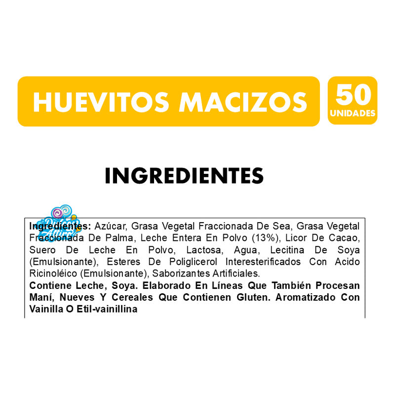 Huevitos De Chocolate Macizos Colombina -bandeja 50 Unidades