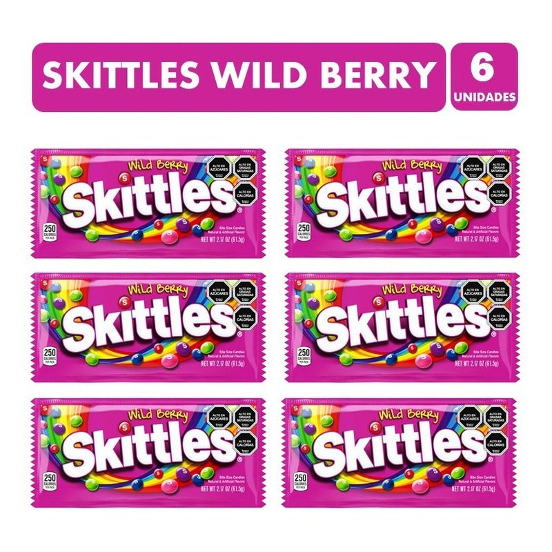 Caramelos Skittles Wild Berry 62 Grs (pack De 6 Unidades)