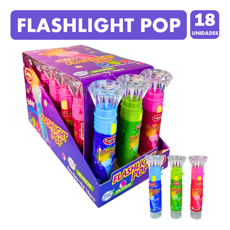 Flashlight Pop - Linterna Con Caramelos Sin Azúcar (18 Uni)