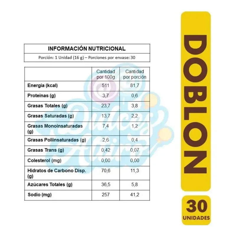 Doblon Galleta Bañada De Costa - Bolsa Con 30 Unidades