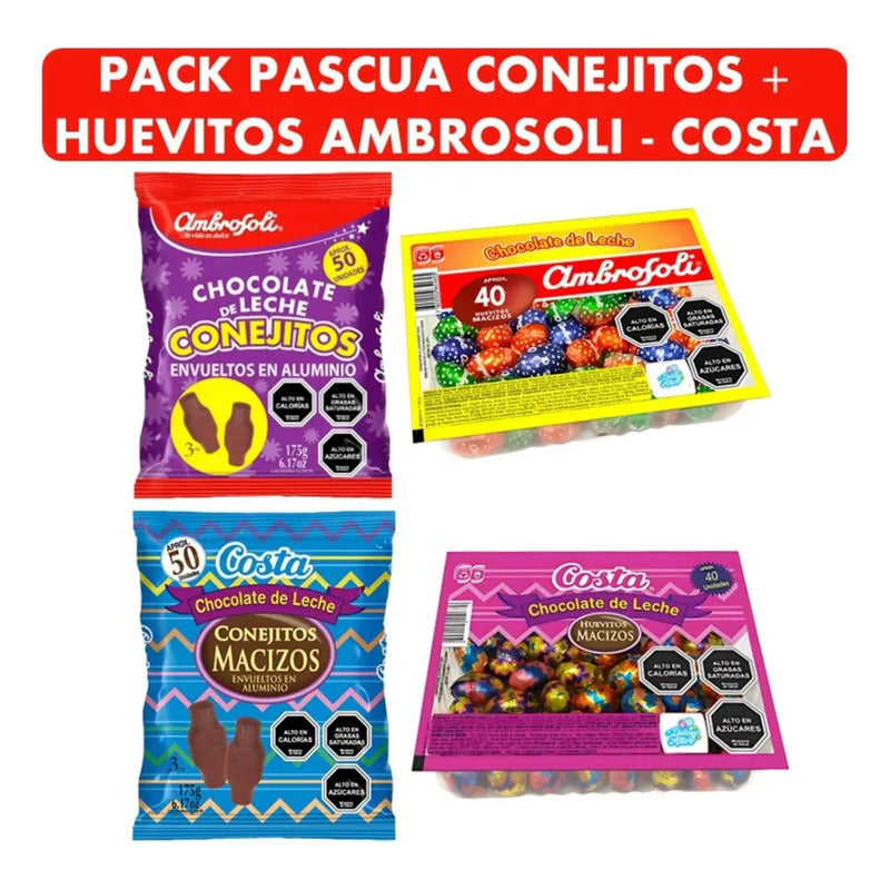 Pack De Pascua Conejitos + Huevitos Ambrosoli Y Costa