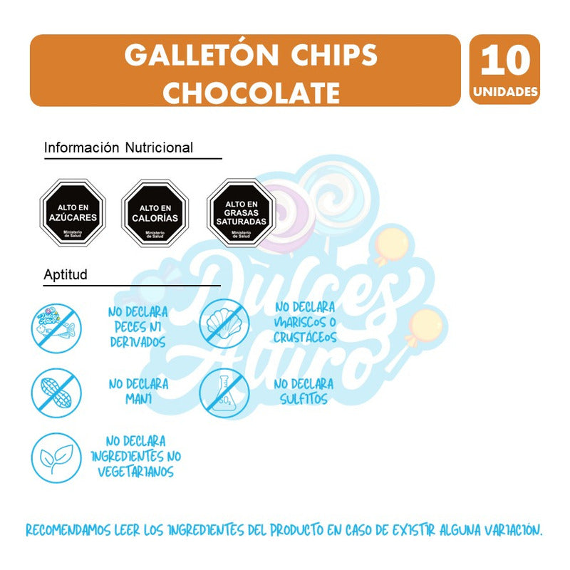 Galletón De Colación Chip Chocolate -nutrabien(pack Con 10u)