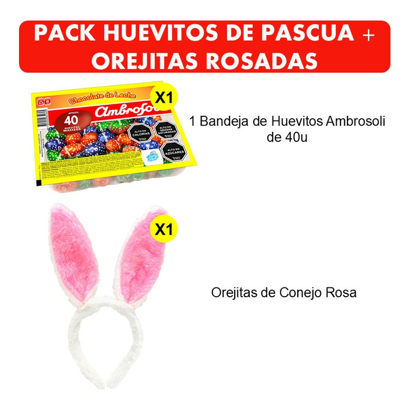 Huevitos De Pascua Ambrosoli 40 Un + Orejitas De Conejo Rosa