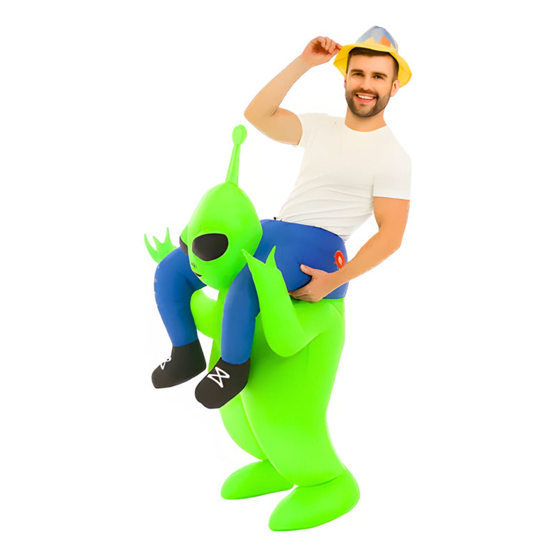 Disfraz Inflable Marciano Divertido Para Adulto 160-190 Cm Verde Lima