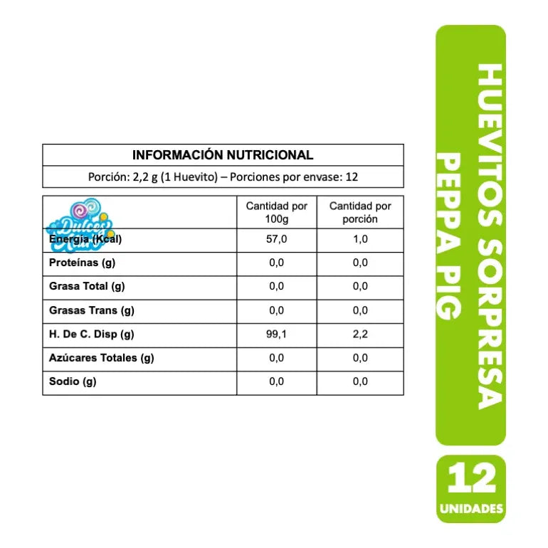 Huevitos Coleccionables Peppa Pig Sin Azúcar (caja 12 Uni)