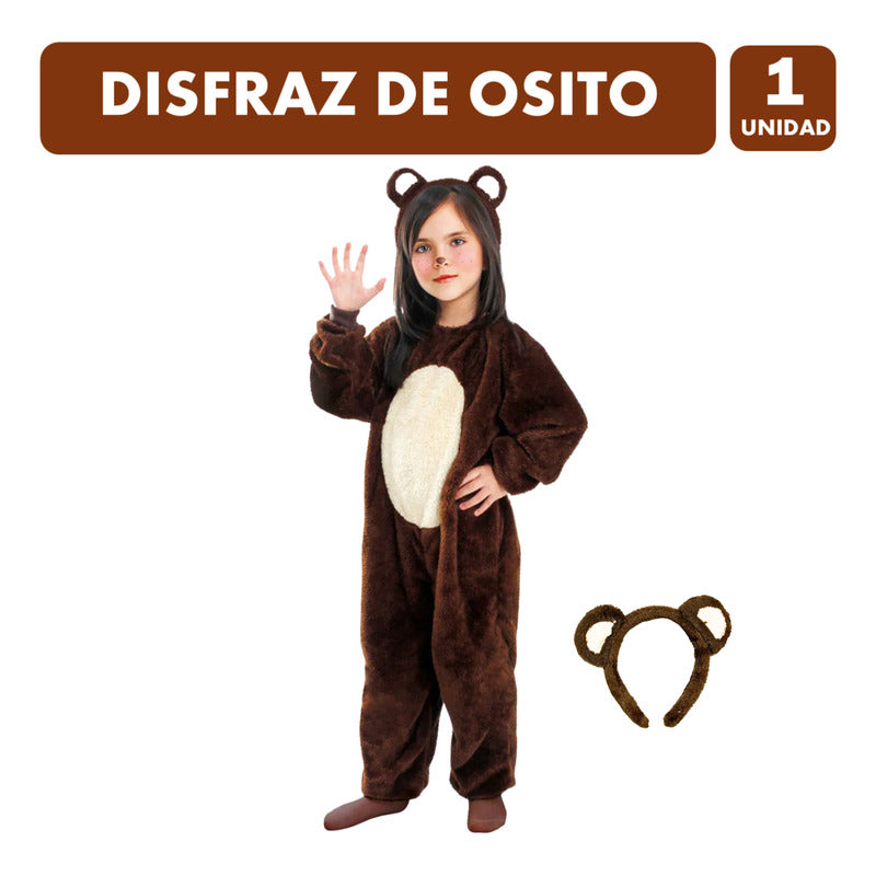 Disfraz De Osito Infantil Traje Completo Con Orejitas Cafe 5-6