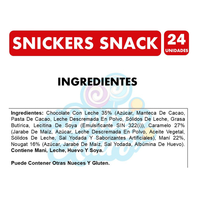 Chocolate Snickers, Barra De Caramelo Y Maní (caja Con 24un)