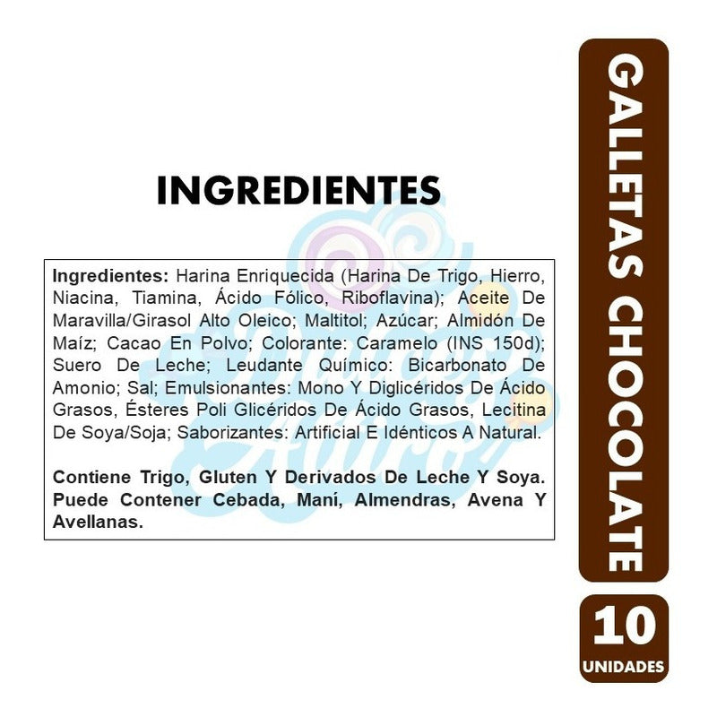 Galletas Colación, Sabor Chocolate - Pack 10un. De 35gr C/u.