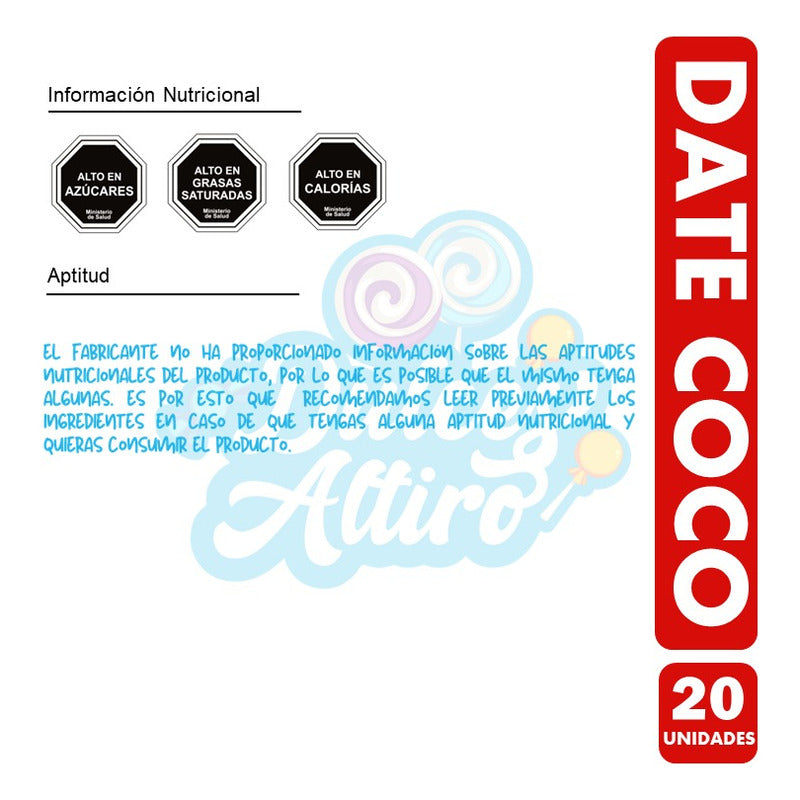 Date Rojo Sabor Coco - Marshmallows Bañados (caja Con 20 Un)