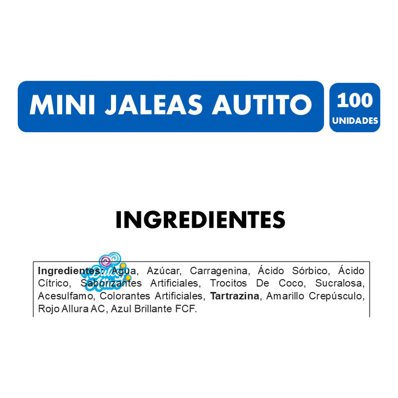 Mini Jaleas Para Cumpleaños En Pote Forma De Auto (100un)