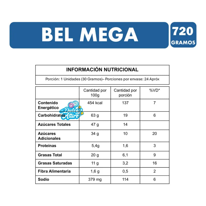 Chocolate Bel Mega Barra De Maní Y Caramelo (24 Unidades)