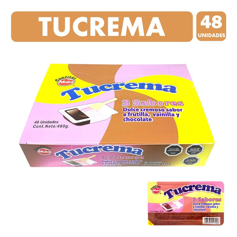 Crema De Frutilla,vainilla Y Chocolate De Mabu(caja Con 48u)