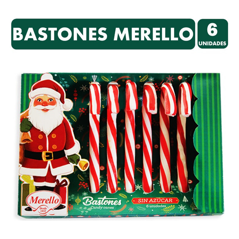Bastones Especial Navidad - Caramelos Sin Azúcar (6unidades)