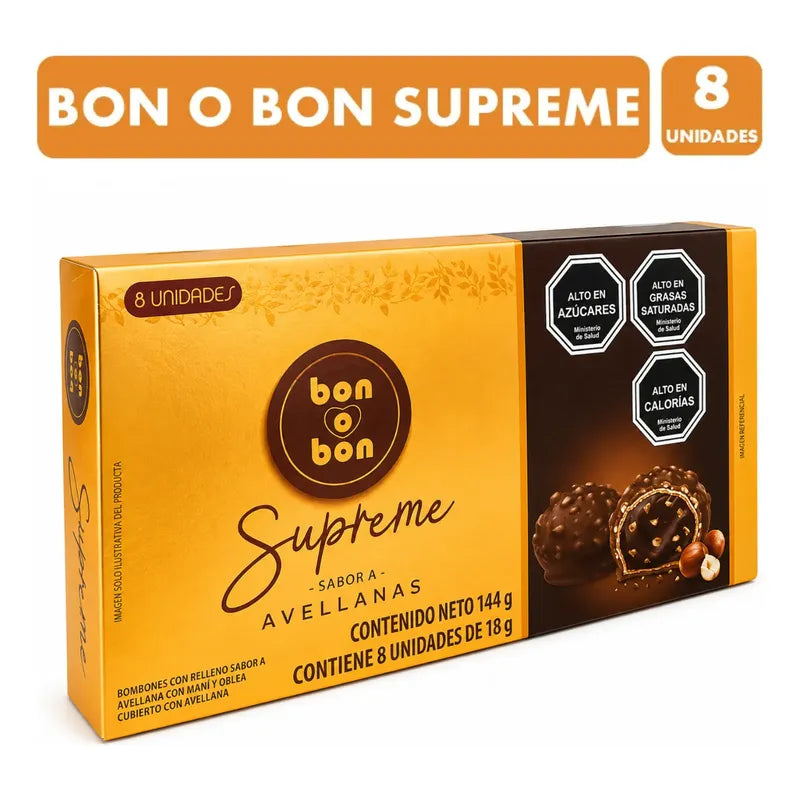 Bombones Bon O Bon Supreme Sabor Avellana Caja 8 Unidades