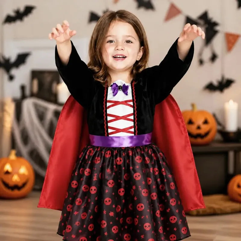 Disfraz Vampira Infantil Niña Vestido Halloween (talla 5-6) Rojo 5-6