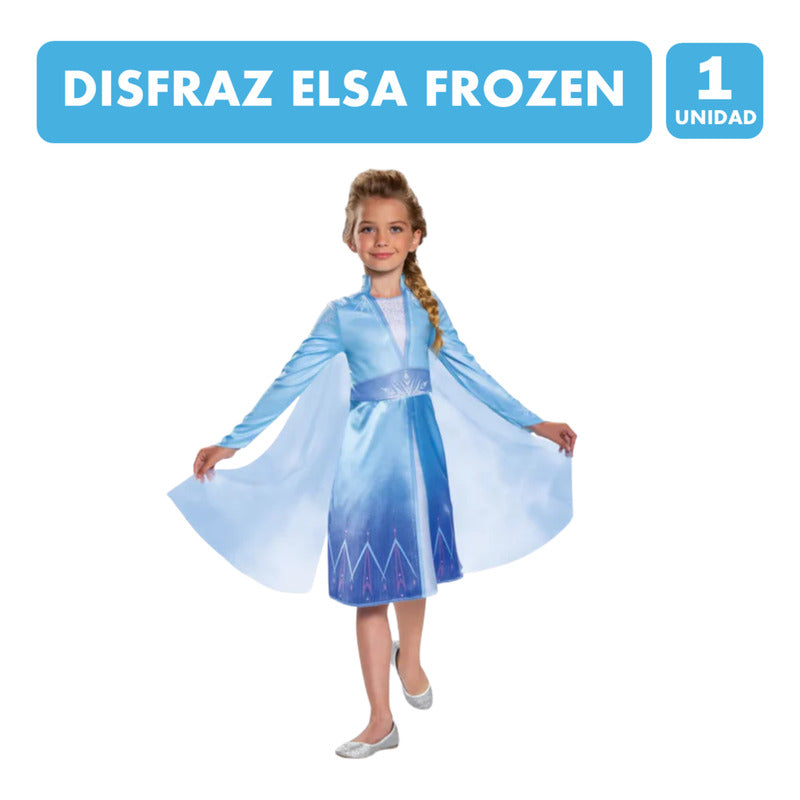 Traje De Princesa Elsa Frozen Niña - Especial Halloween Azul Claro 4-6
