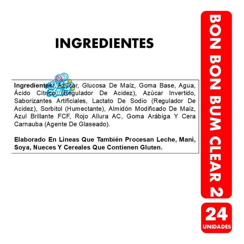 Bon Bon Bum Clear 2 De Colombina (bolsa Con 24 Unidades)