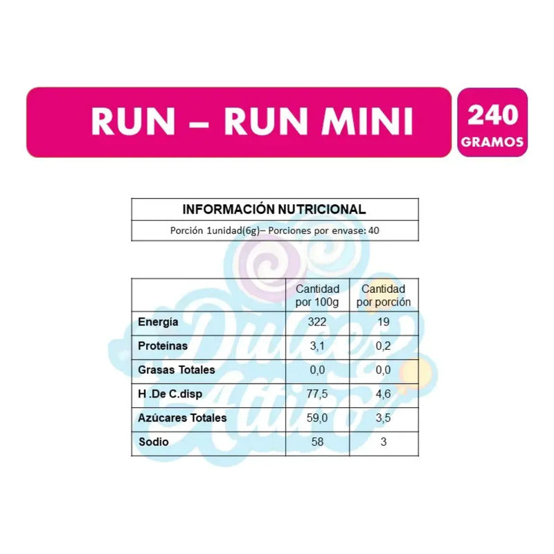 Run - Run Mini Marshmallows Sabor Vainilla De Fruna (240gr)