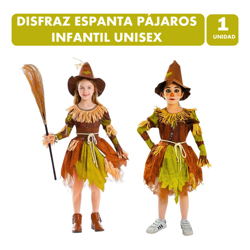 Disfraz Espantapájaros Traje Infantil Unisex Halloween Marrón 5-6