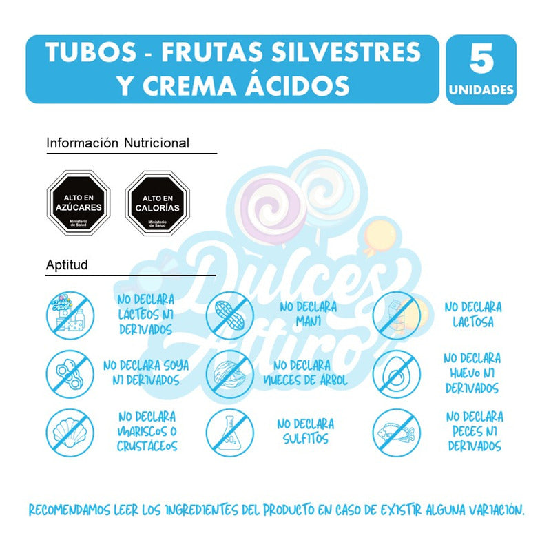 Fini Tubos Tornado Sabor Fruta Y Crema Ácida (pack Con 5 Un)