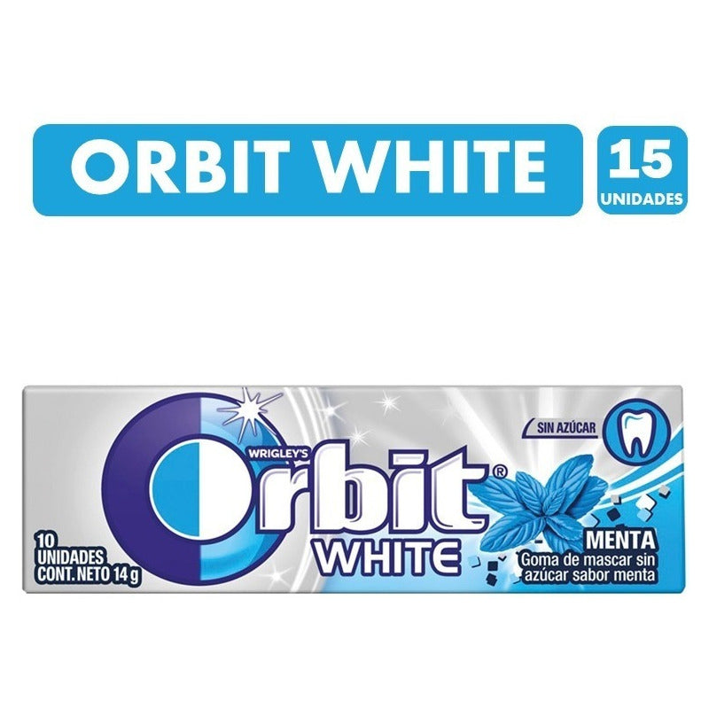 Orbit White - Chicle Sabor Menta Sin Azúcar (caja Con 15 Un)