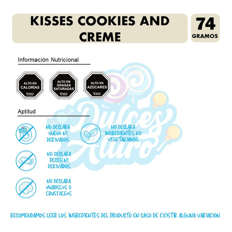 Kisses- Chocolate Con Sabor A Galletas Y Crema(caja Con 74g)