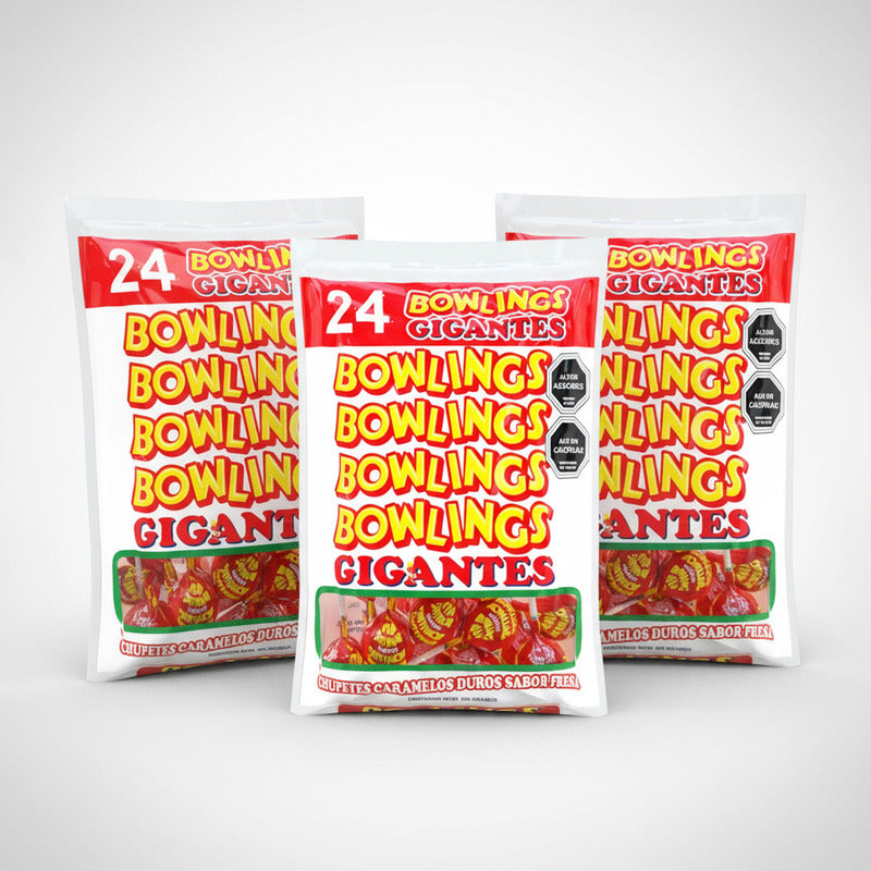 Coyacs Bowling Rojo Sabor Fresa Fruna - Pack De 3 Bolsas