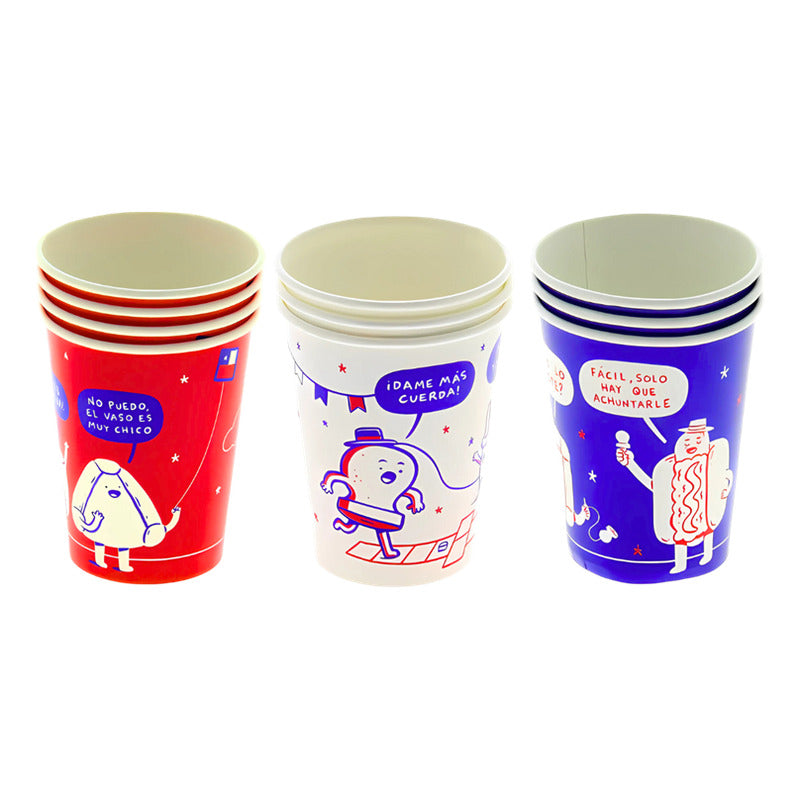 Vasos Para El 18 De Cartón Con Diseños Divertidos (10 Un)