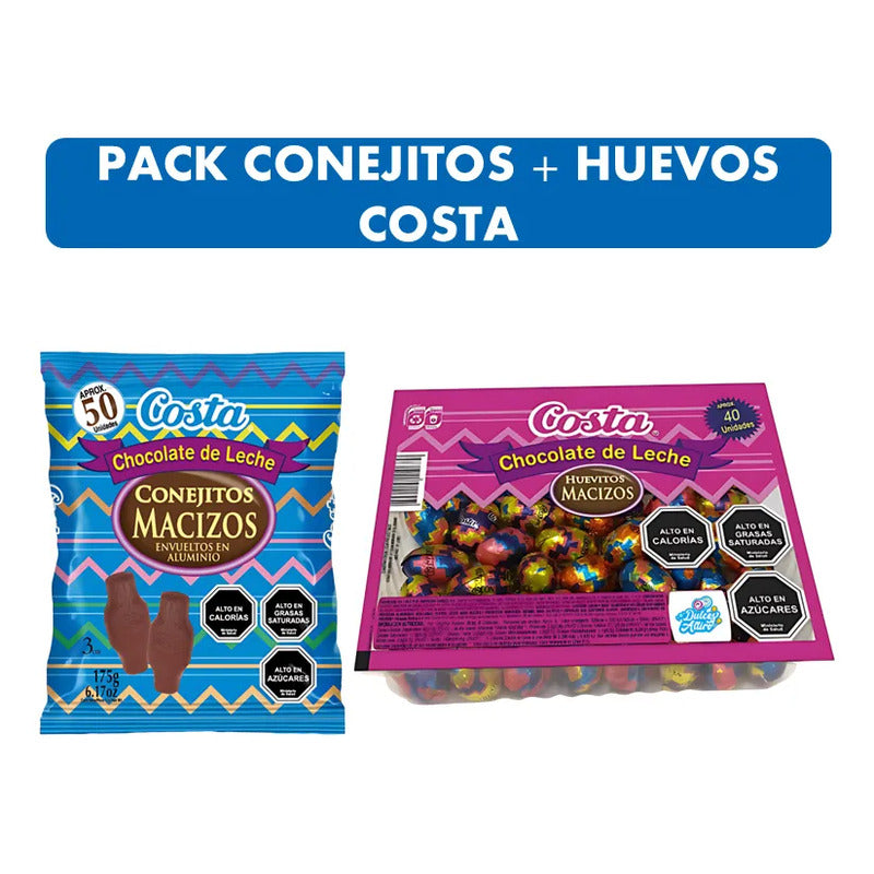 Pack Huevitos De Pascua De Chocolate + Conejitos Costa
