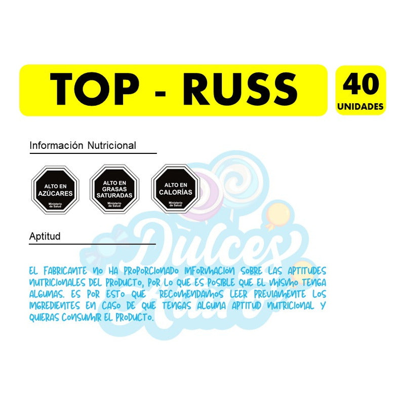 Chocolate Top - Russ, Marca Fruna - Caja De 40un De 17g C/u.