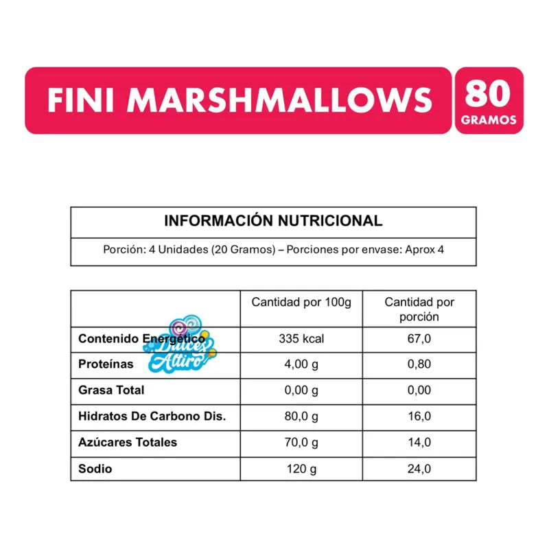 Marshmallows Fini Camping Sabor Vainilla (80 Gramos)