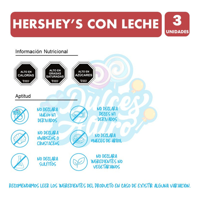 Hershey´s Barra De Chocolate Con Leche (pack Con 3 Unidades)