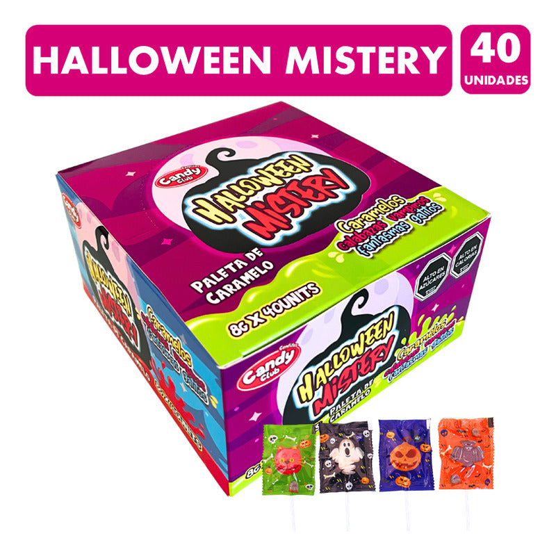 Dulces De Halloween - Paletas Con Figuras Mixtas(caja De40u)