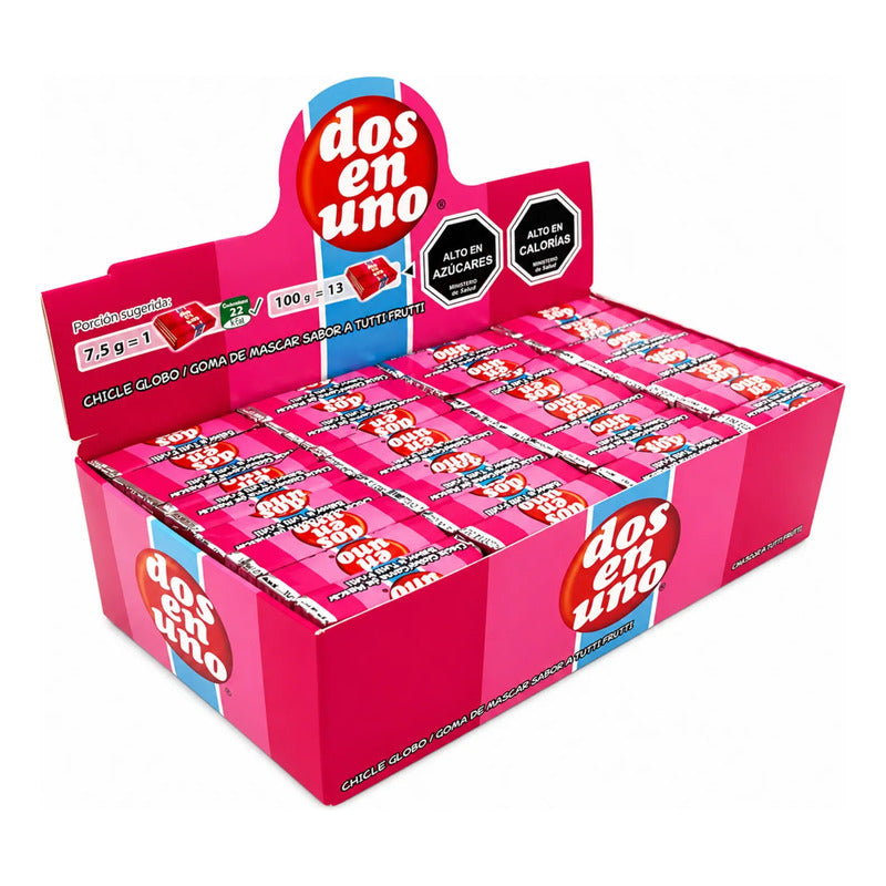Chicle Dos En Uno Sabor Tutti Frutti De Arcor ( 64 Unidades)