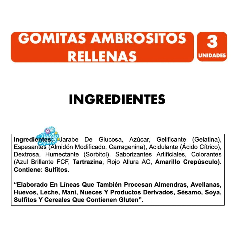 Gomitas Ambrosito Rellenas Sabor Frutal De Ambrosoli (3 Uni)