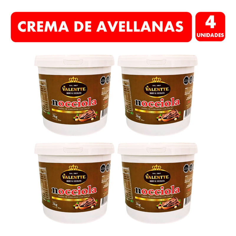 Crema De Avellanas Valentte - Premium De 3kg (pack De 4un)