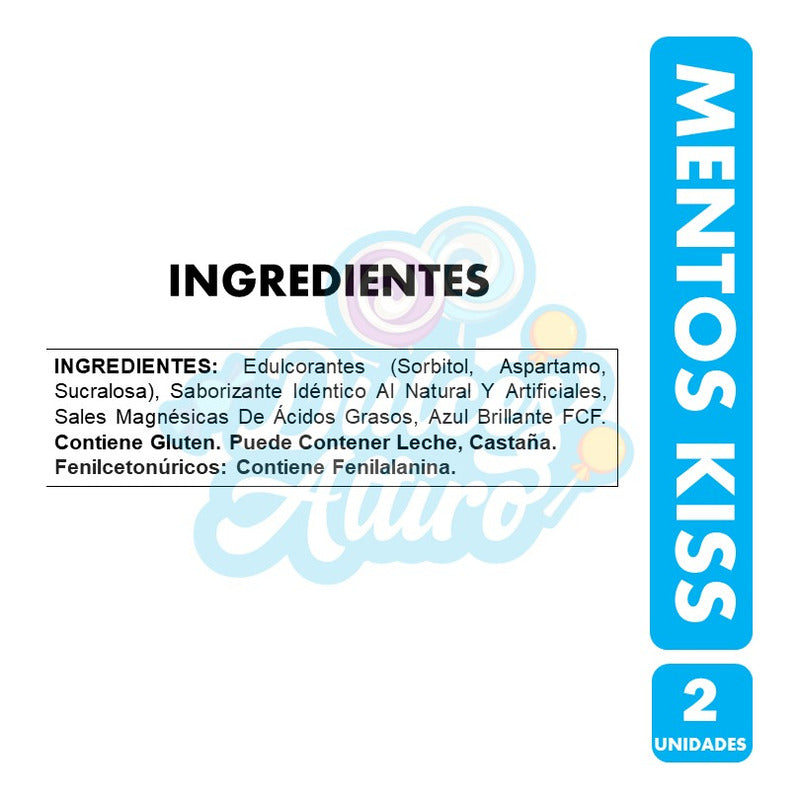 Kiss Mentos - Caramelos Sin Azúcar Frasco Azul (pack 2 Uni)