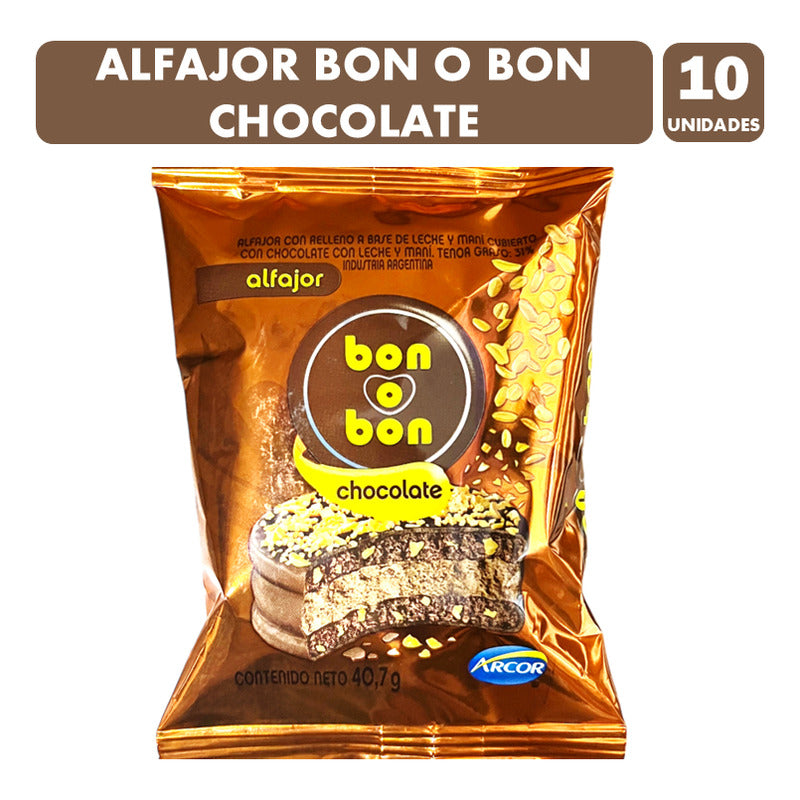 Alfajor Bon O Bon Sabor Chocolate Y Maní De Arcor (pack 10u)