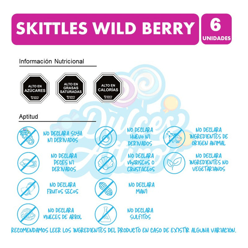 Caramelos Skittles Wild Berry 62 Grs (pack De 6 Unidades)