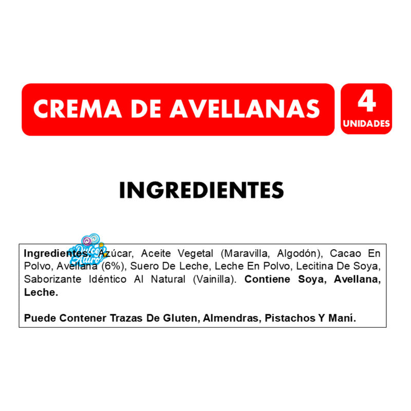 Crema De Avellanas Valentte - Premium De 3kg (pack De 4un)