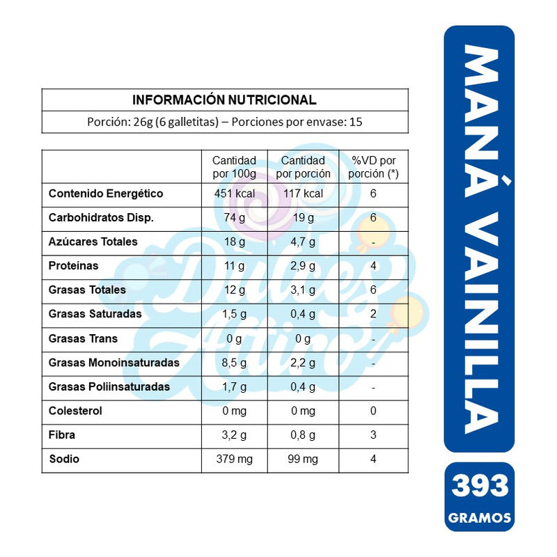 Galletas Dulces Sabor Vainilla -maná (paquete Con 393g)