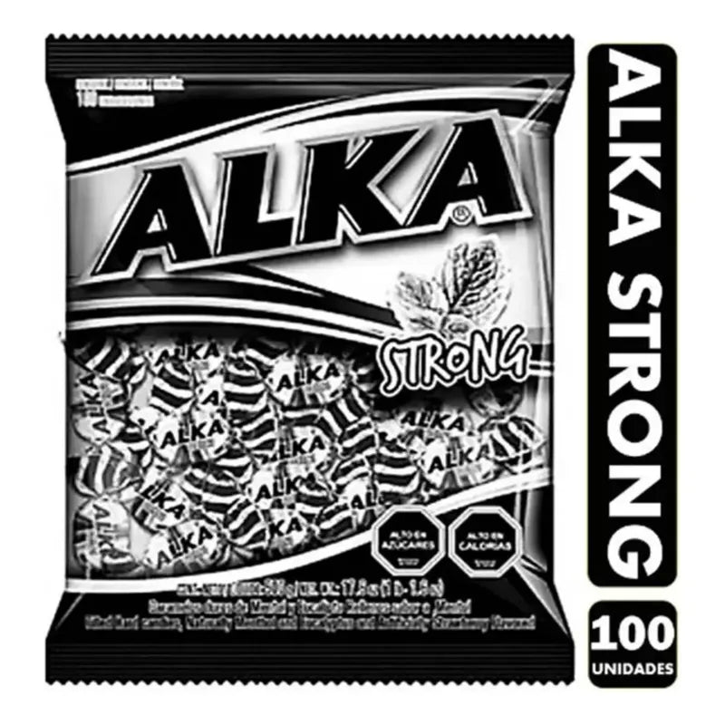 Caramelos Refrescantes - Alka Strong Negro (bolsa Con 100un)
