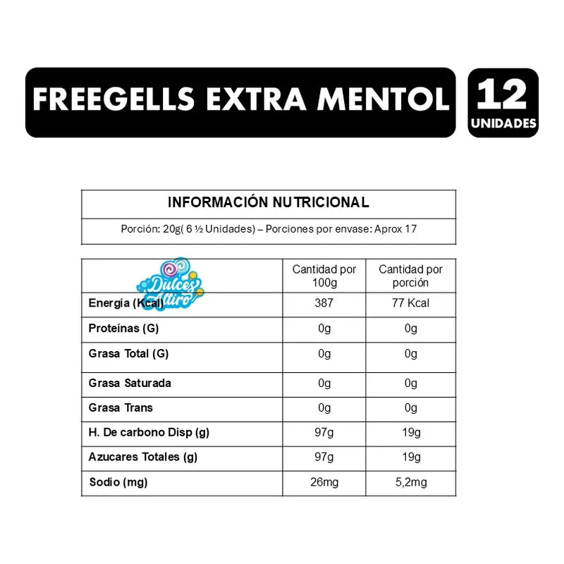 Freegells Caramelos Extra Strog (display 12 Unidades)