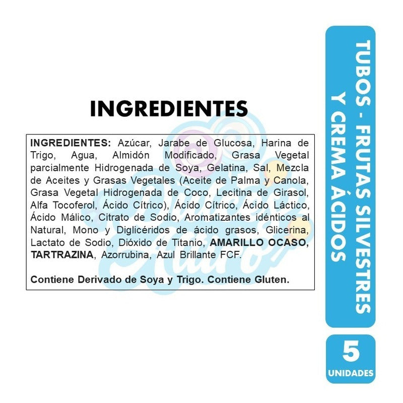 Gomitas Fini - Tubos Sabor Frutas Y Cremas Ácidas (pack 5un)