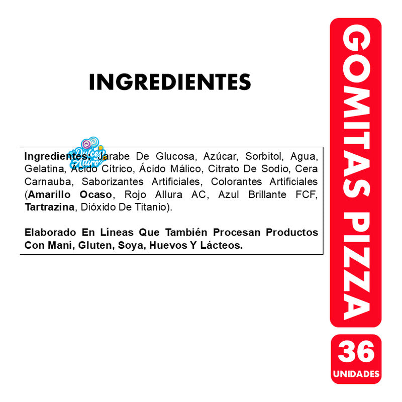 Gomitas En Forma De Mini Pizza Fruna (bolsa Con 36 Unidades)