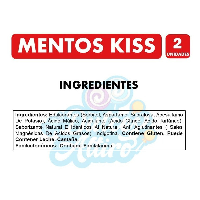Mentos Kiss, Sabor Fresa - Sin Azúcar (pack De 2 Unidades).