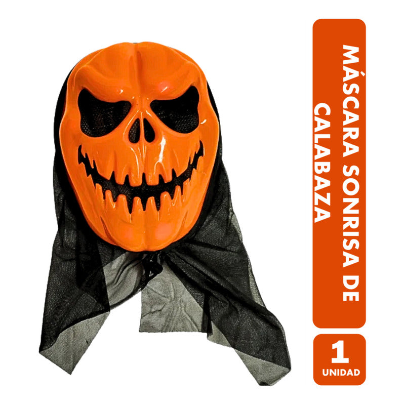 Máscara Sonrisa De Calabaza Color Naranja Especial Halloween