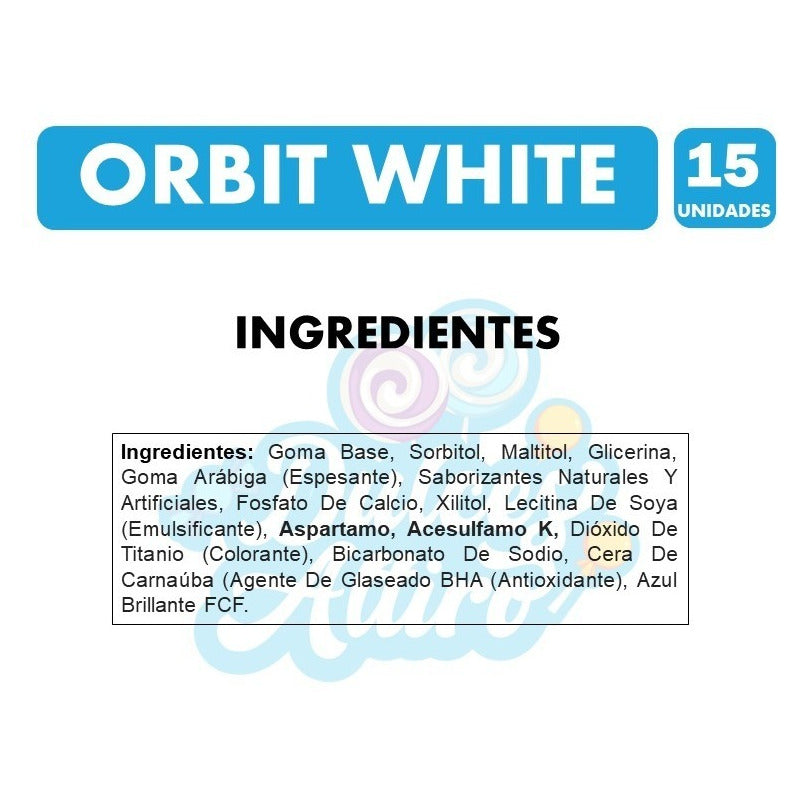 Orbit White - Chicle Sabor Menta Sin Azúcar (caja Con 15 Un)