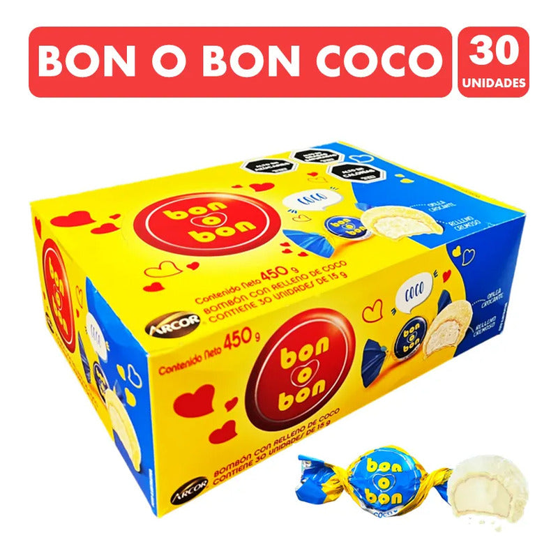 Bon O Bon Sabor Coco Chocolate Blanco (caja Con 30 Bombones)