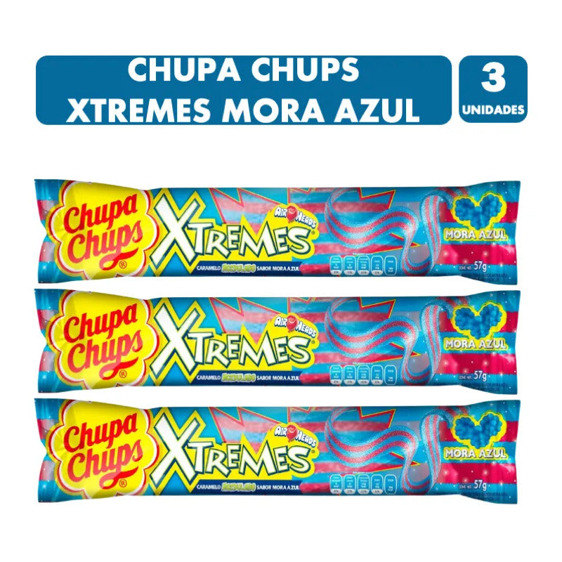 Gomitas Ácidas Xtremes Chupa Chups - Sabor Mora Azul (3 Uni)